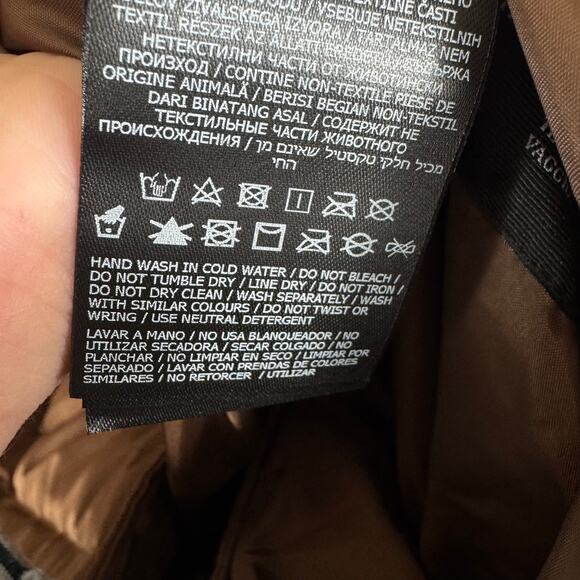 GUESS Janina Brown Long Line Faux Fur Hood Full Zip Down Puffer Jacket Size L - Picture 13 of 14